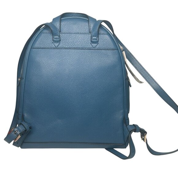Michael Kors Rhea Zip Medium Leather DK Chambray Backpack with Tag - Picture 2 of 16